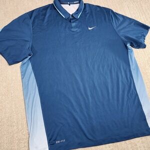 Nike Tiger Woods Shirt Men XL TW Glow Golf Polo Blue Ombre Vented Quick Dry